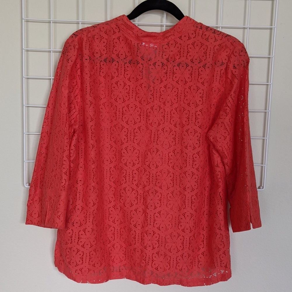 Ruby Rd Favorites Red Lace Button-Up Blouse - image 7